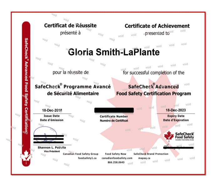 Canadian Food Handler Certificate - SafeCheck Advanced