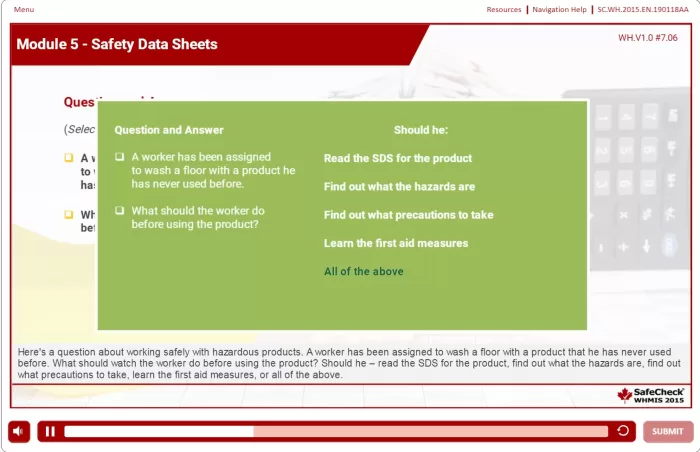 an informational image showing module 5 sds training