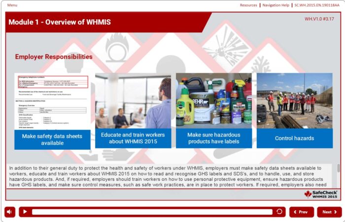 Employer responsibilities example page.