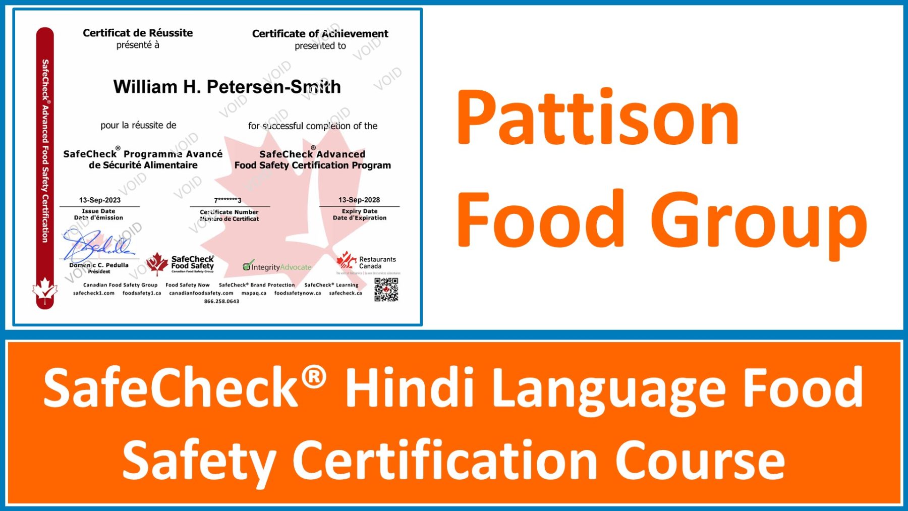 Approved Food Safety Certification Course - PFG Pattison Food Group