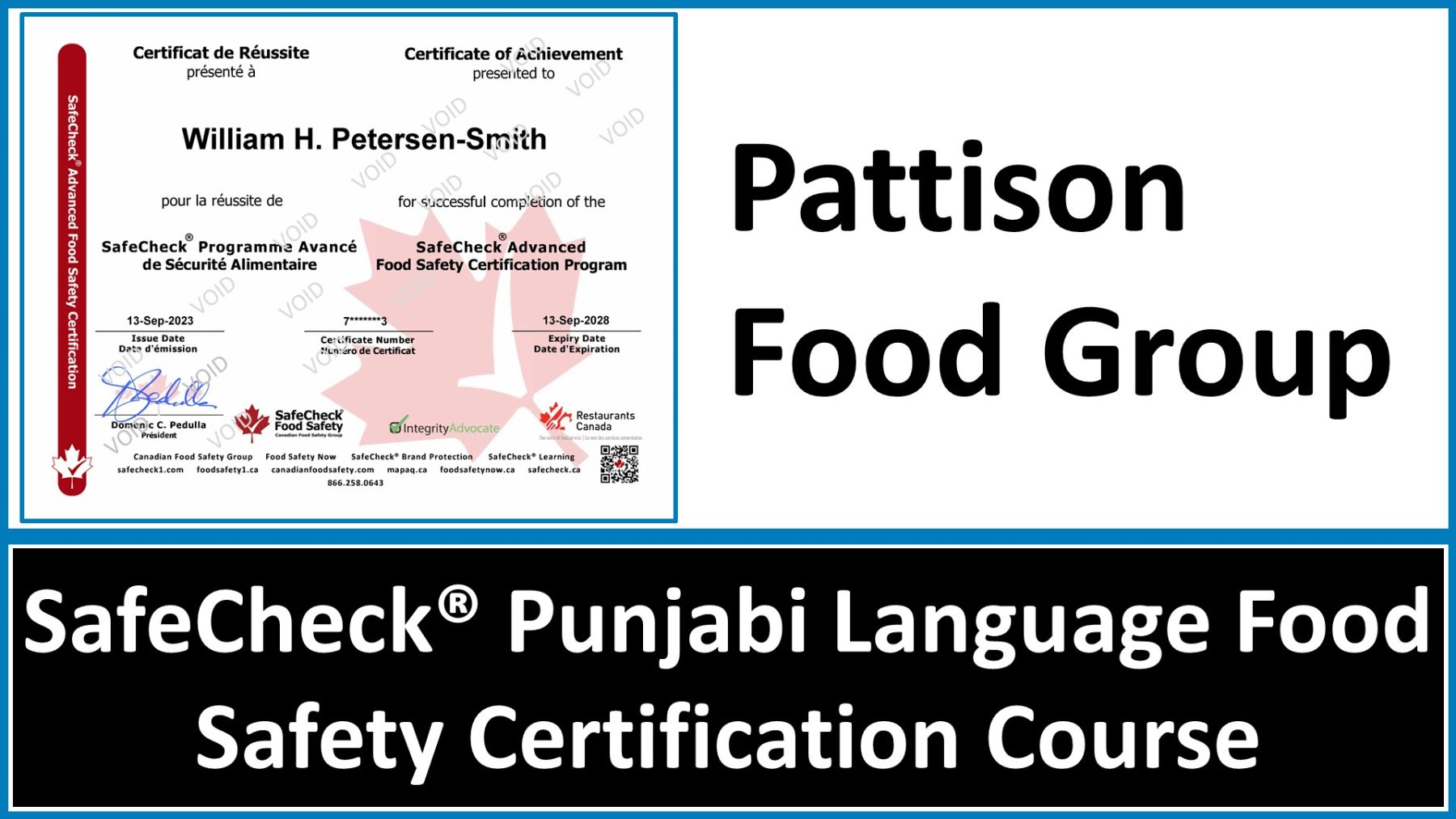 Approved Food Safety Certification Course - PFG Pattison Food Group