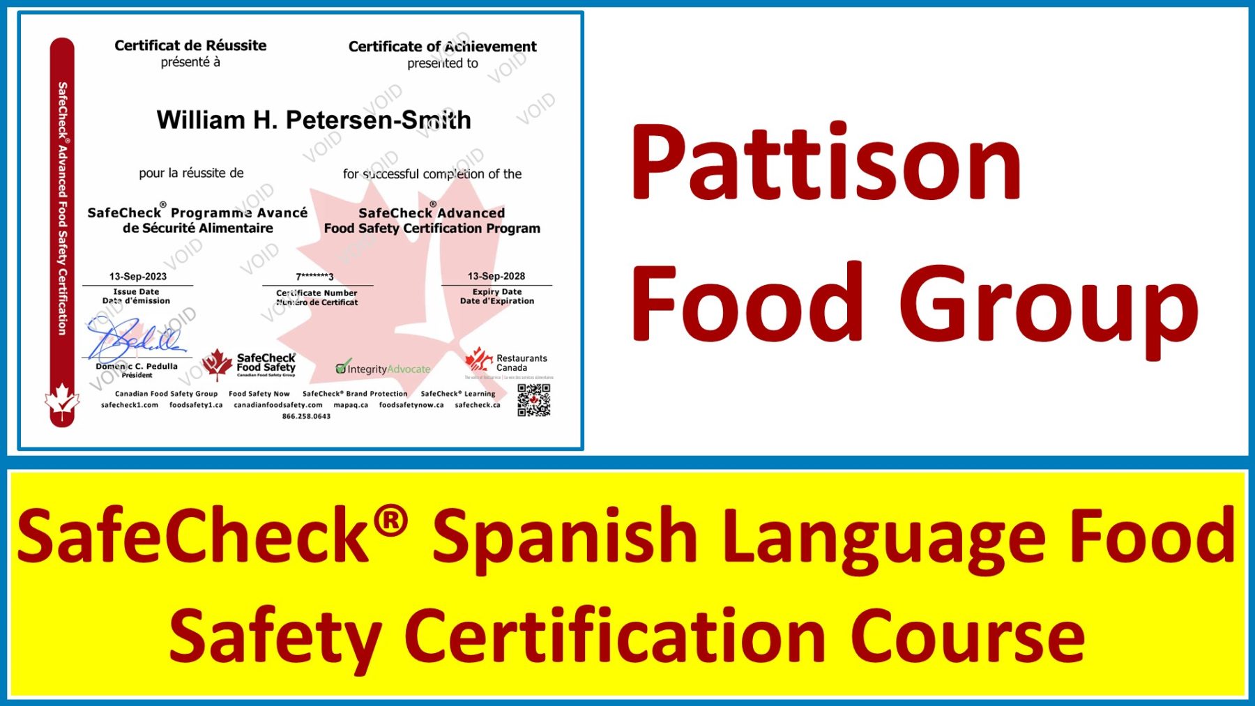 Approved Food Safety Certification Course - PFG Pattison Food Group