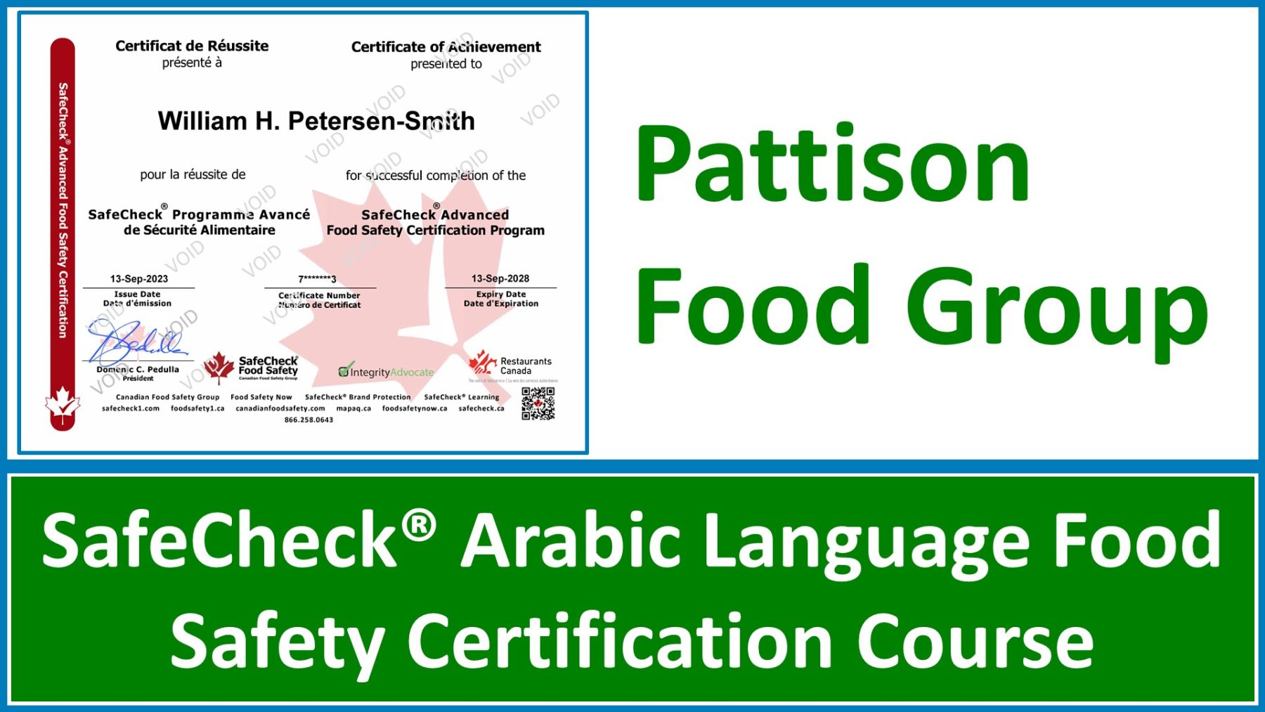 Approved Food Safety Certification Course - PFG Pattison Food Group