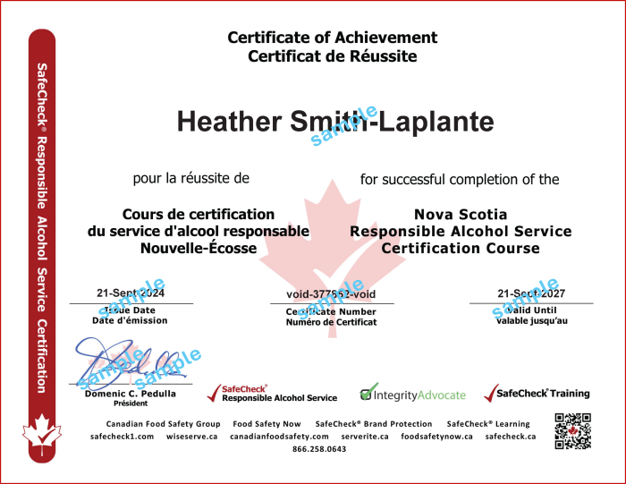 Sample Certificate